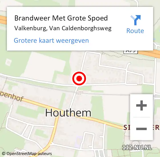 Locatie op kaart van de 112 melding: Brandweer Met Grote Spoed Naar Valkenburg, Van Caldenborghsweg op 8 juni 2017 15:35