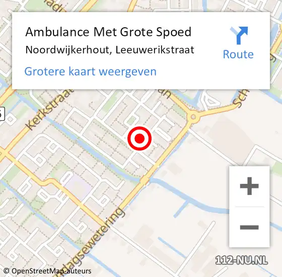 Locatie op kaart van de 112 melding: Ambulance Met Grote Spoed Naar Noordwijkerhout, Leeuwerikstraat op 8 juni 2017 15:49