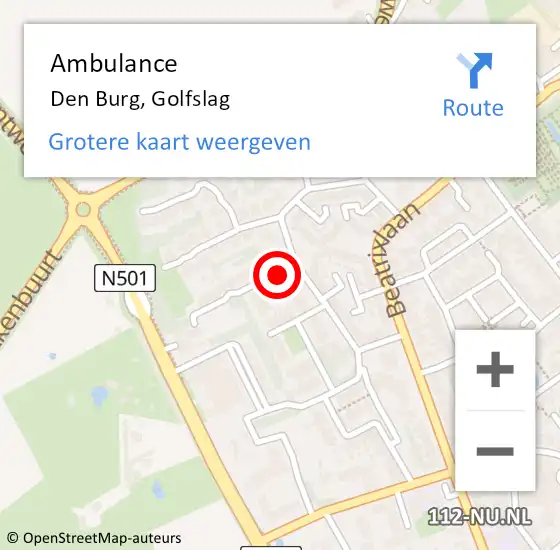Locatie op kaart van de 112 melding: Ambulance Den Burg, Golfslag op 8 juni 2017 16:13
