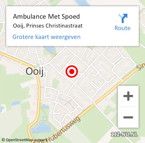 Locatie op kaart van de 112 melding: Ambulance Met Spoed Naar Ooij, Prinses Christinastraat op 8 juni 2017 16:51