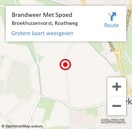 Locatie op kaart van de 112 melding: Brandweer Met Spoed Naar Broekhuizenvorst, Roathweg op 8 juni 2017 16:54