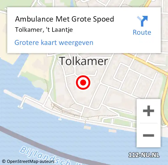 Locatie op kaart van de 112 melding: Ambulance Met Grote Spoed Naar Tolkamer, 't Laantje op 8 juni 2017 17:00