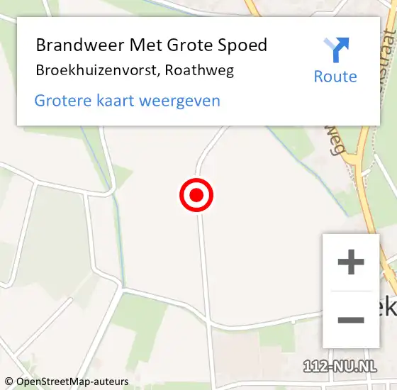 Locatie op kaart van de 112 melding: Brandweer Met Grote Spoed Naar Broekhuizenvorst, Roathweg op 8 juni 2017 17:05