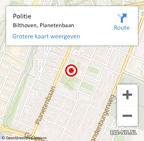 Locatie op kaart van de 112 melding: Politie Bilthoven, Planetenbaan op 8 juni 2017 17:12