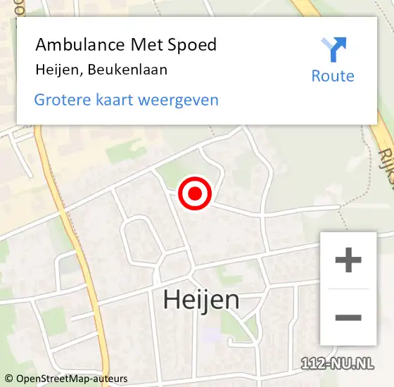 Locatie op kaart van de 112 melding: Ambulance Met Spoed Naar Heijen, Beukenlaan op 8 juni 2017 17:29