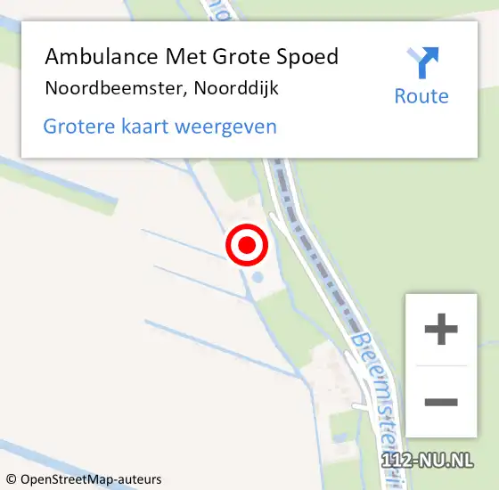 Locatie op kaart van de 112 melding: Ambulance Met Grote Spoed Naar Noordbeemster, Noorddijk op 8 juni 2017 17:29