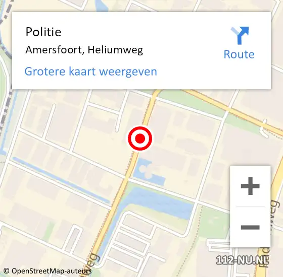 Locatie op kaart van de 112 melding: Politie Amersfoort, Heliumweg op 8 juni 2017 17:47