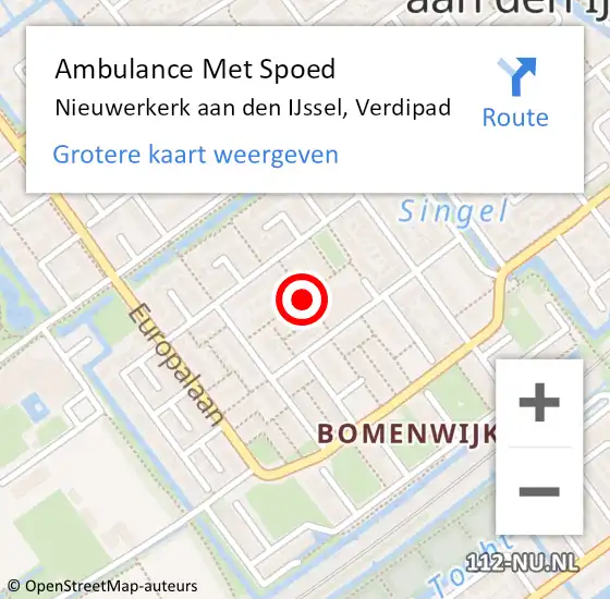 Locatie op kaart van de 112 melding: Ambulance Met Spoed Naar Nieuwerkerk aan den IJssel, Verdipad op 8 juni 2017 18:00