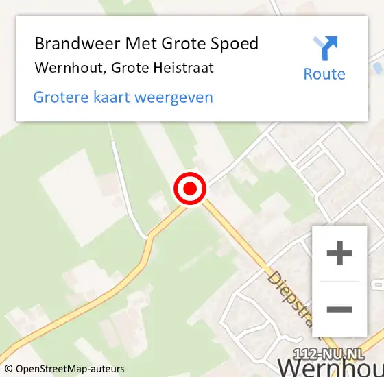 Locatie op kaart van de 112 melding: Brandweer Met Grote Spoed Naar Wernhout, Grote Heistraat op 8 juni 2017 18:01