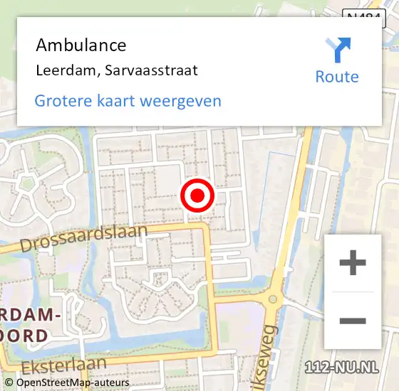 Locatie op kaart van de 112 melding: Ambulance Leerdam, Sarvaasstraat op 8 juni 2017 18:33