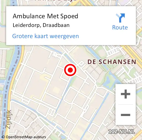 Locatie op kaart van de 112 melding: Ambulance Met Spoed Naar Leiderdorp, Draadbaan op 8 juni 2017 18:55