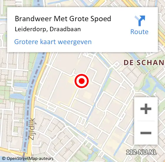 Locatie op kaart van de 112 melding: Brandweer Met Grote Spoed Naar Leiderdorp, Draadbaan op 8 juni 2017 19:00