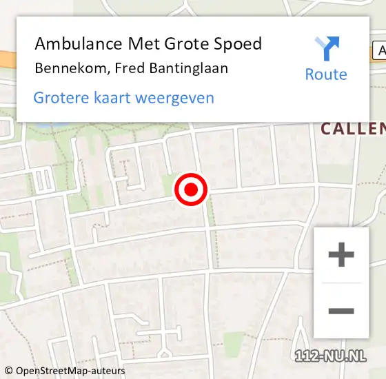 Locatie op kaart van de 112 melding: Ambulance Met Grote Spoed Naar Bennekom, Fred Bantinglaan op 8 juni 2017 19:02