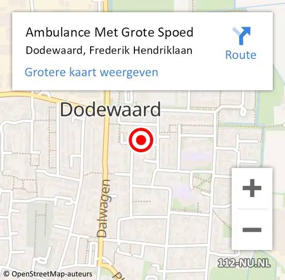 Locatie op kaart van de 112 melding: Ambulance Met Grote Spoed Naar Dodewaard, Frederik Hendriklaan op 8 juni 2017 19:53