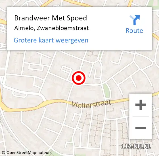 Locatie op kaart van de 112 melding: Brandweer Met Spoed Naar Almelo, Zwanebloemstraat op 8 juni 2017 20:04