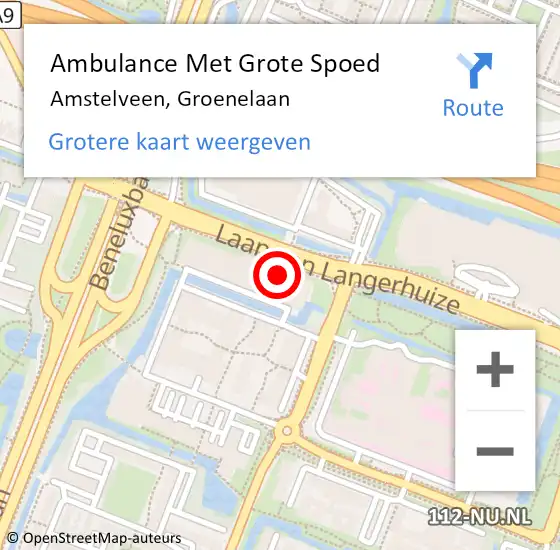 Locatie op kaart van de 112 melding: Ambulance Met Grote Spoed Naar Amstelveen, Groenelaan op 8 juni 2017 21:01