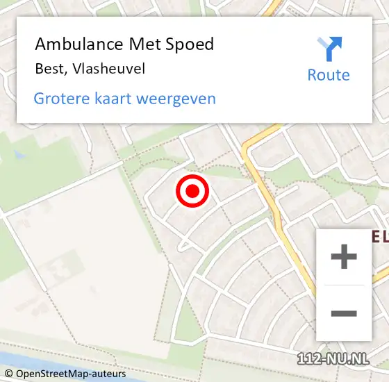 Locatie op kaart van de 112 melding: Ambulance Met Spoed Naar Best, Vlasheuvel op 8 juni 2017 21:57