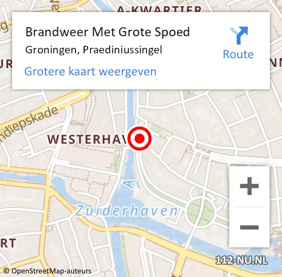 Locatie op kaart van de 112 melding: Brandweer Met Grote Spoed Naar Groningen, Praediniussingel op 8 juni 2017 22:39