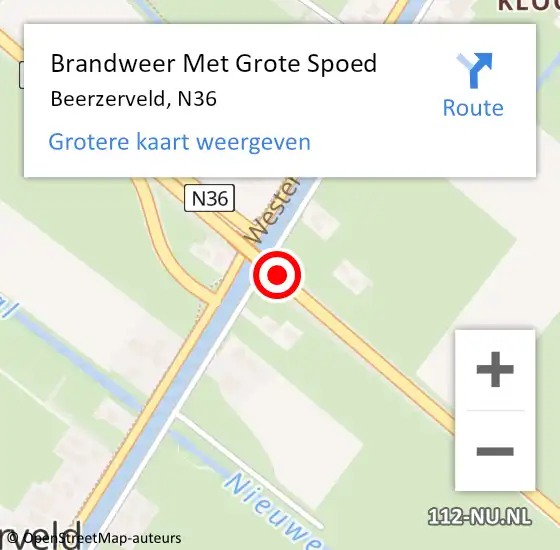 Locatie op kaart van de 112 melding: Brandweer Met Grote Spoed Naar Beerzerveld, N36 op 8 juni 2017 22:42