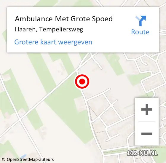 Locatie op kaart van de 112 melding: Ambulance Met Grote Spoed Naar Haaren, Tempeliersweg op 8 juni 2017 23:21