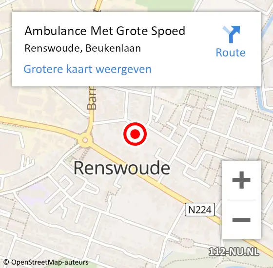 Locatie op kaart van de 112 melding: Ambulance Met Grote Spoed Naar Renswoude, Beukenlaan op 9 juni 2017 00:01