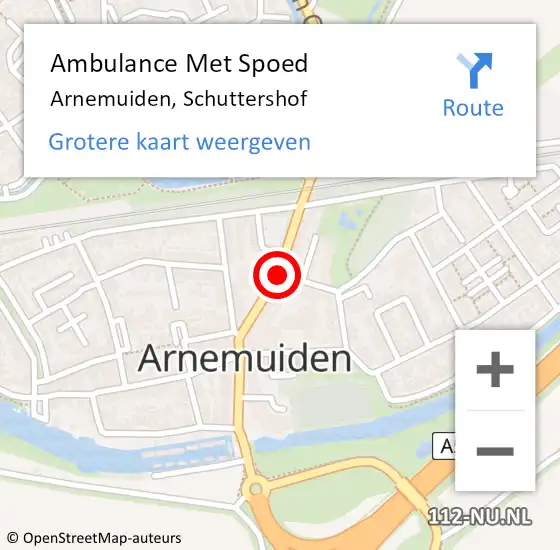 Locatie op kaart van de 112 melding: Ambulance Met Spoed Naar Arnemuiden, Schuttershof op 9 juni 2017 01:16