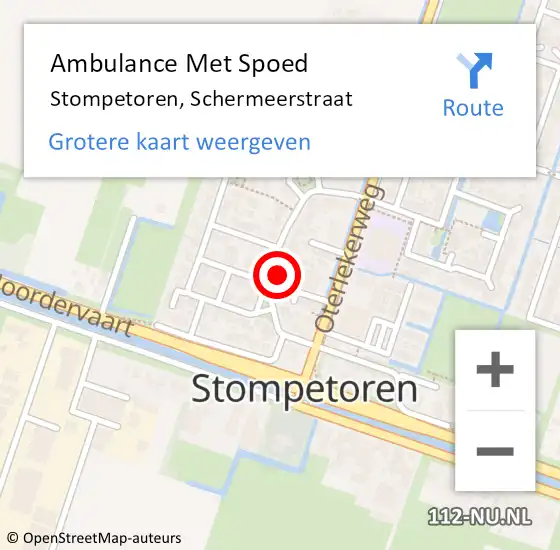 Locatie op kaart van de 112 melding: Ambulance Met Spoed Naar Stompetoren, Schermeerstraat op 9 juni 2017 01:24