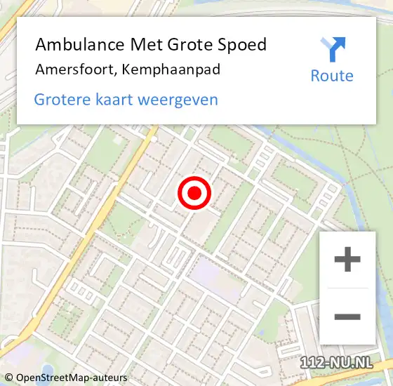 Locatie op kaart van de 112 melding: Ambulance Met Grote Spoed Naar Amersfoort, Kemphaanpad op 9 juni 2017 01:27