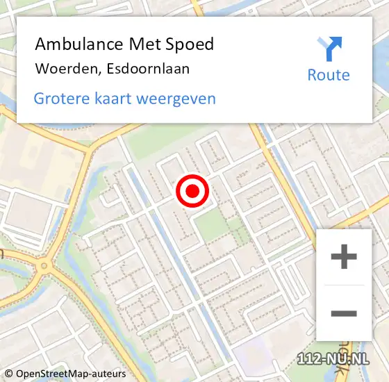 Locatie op kaart van de 112 melding: Ambulance Met Spoed Naar Woerden, Esdoornlaan op 9 juni 2017 04:20