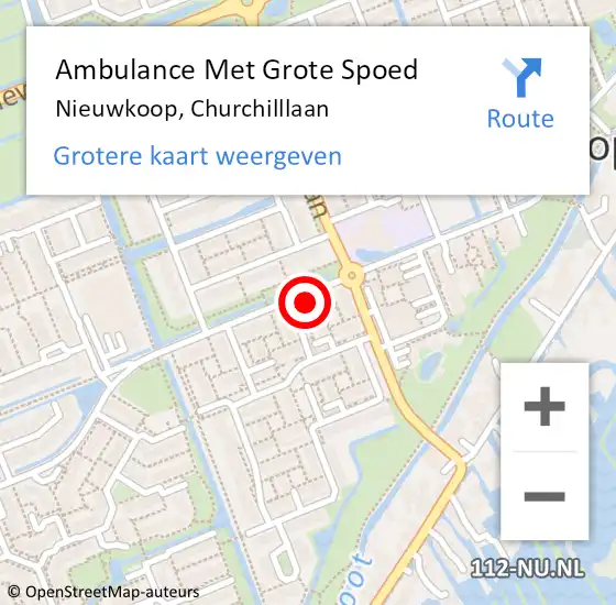 Locatie op kaart van de 112 melding: Ambulance Met Grote Spoed Naar Nieuwkoop, Churchilllaan op 9 juni 2017 05:19