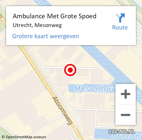 Locatie op kaart van de 112 melding: Ambulance Met Grote Spoed Naar Utrecht, Mesonweg op 9 juni 2017 07:24