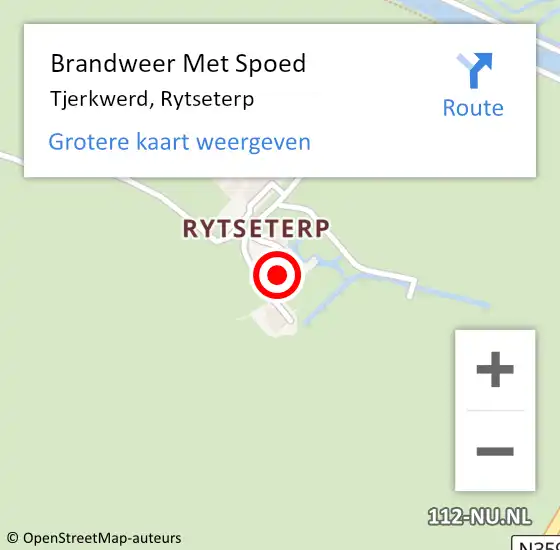 Locatie op kaart van de 112 melding: Brandweer Met Spoed Naar Tjerkwerd, Rytseterp op 9 juni 2017 07:24