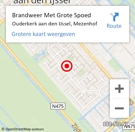 Locatie op kaart van de 112 melding: Brandweer Met Grote Spoed Naar Ouderkerk aan den IJssel, Mezenhof op 9 juni 2017 09:09