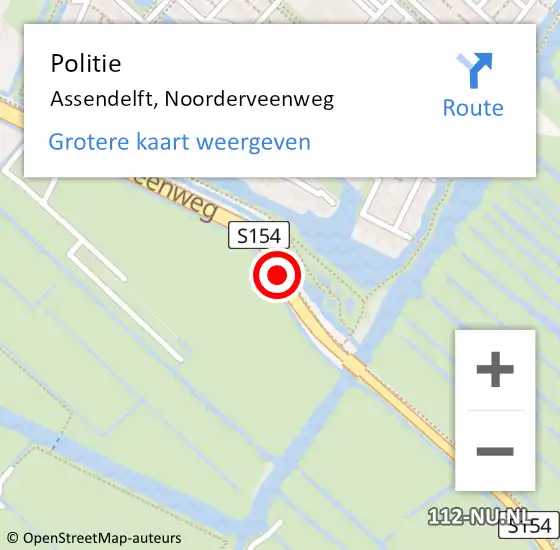 Locatie op kaart van de 112 melding: Politie Assendelft, Noorderveenweg op 9 juni 2017 10:22