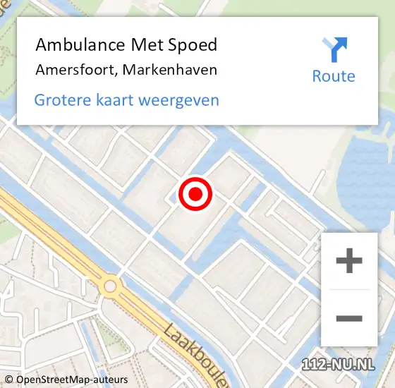 Locatie op kaart van de 112 melding: Ambulance Met Spoed Naar Amersfoort, Markenhaven op 9 juni 2017 10:34