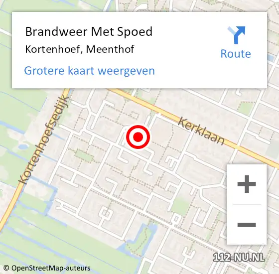 Locatie op kaart van de 112 melding: Brandweer Met Spoed Naar Kortenhoef, Meenthof op 9 juni 2017 10:48