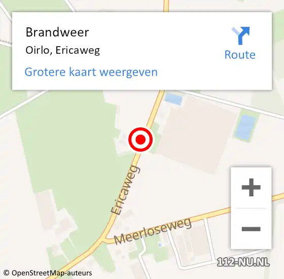 Locatie op kaart van de 112 melding: Brandweer Oirlo, Ericaweg op 9 juni 2017 10:51