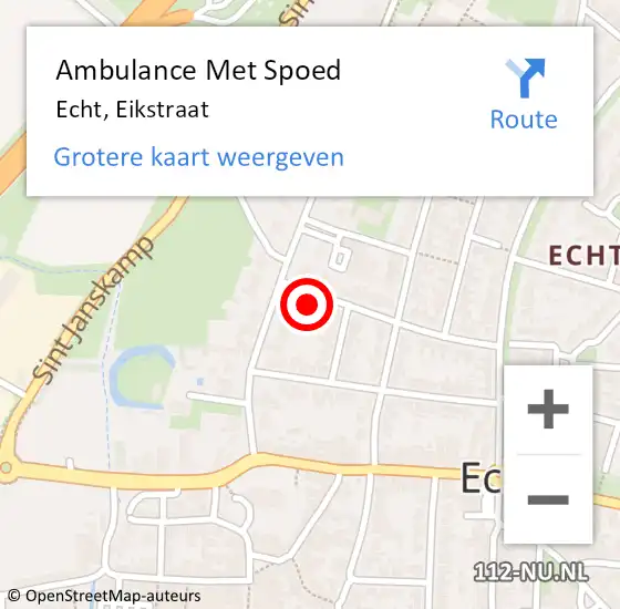 Locatie op kaart van de 112 melding: Ambulance Met Spoed Naar Echt, Eikstraat op 9 juni 2017 11:06