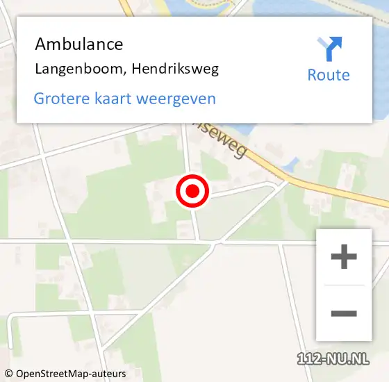 Locatie op kaart van de 112 melding: Ambulance Langenboom, Hendriksweg op 9 juni 2017 11:30