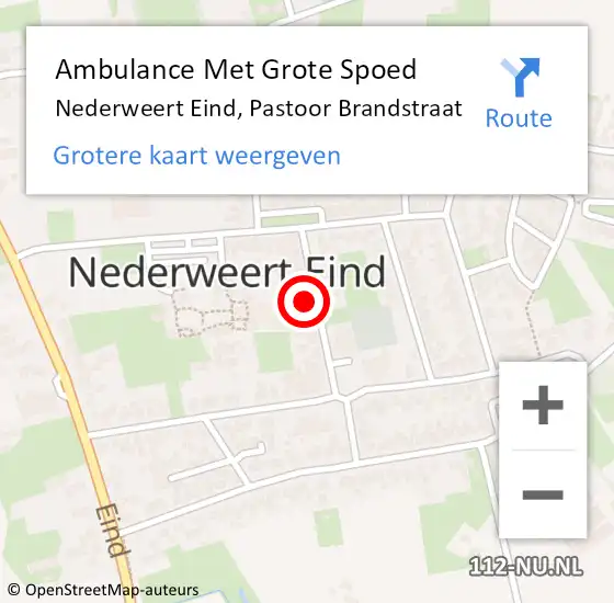 Locatie op kaart van de 112 melding: Ambulance Met Grote Spoed Naar Nederweert Eind, Pastoor Brandstraat op 9 juni 2017 11:30