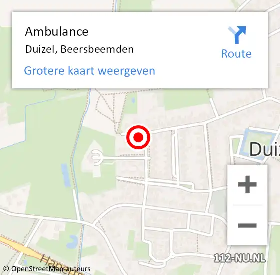 Locatie op kaart van de 112 melding: Ambulance Duizel, Beersbeemden op 9 juni 2017 11:37