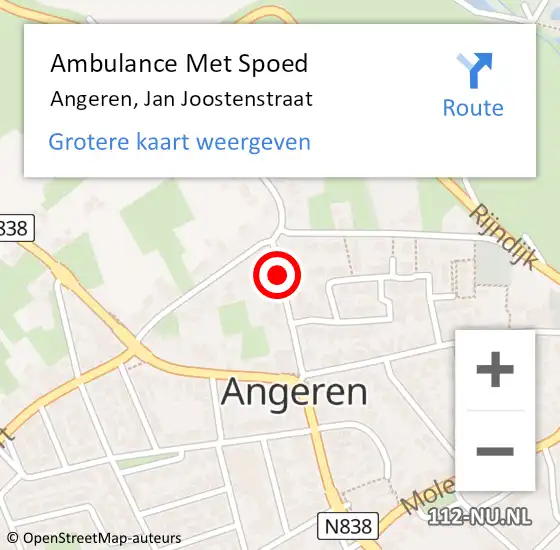 Locatie op kaart van de 112 melding: Ambulance Met Spoed Naar Angeren, Jan Joostenstraat op 9 juni 2017 11:39