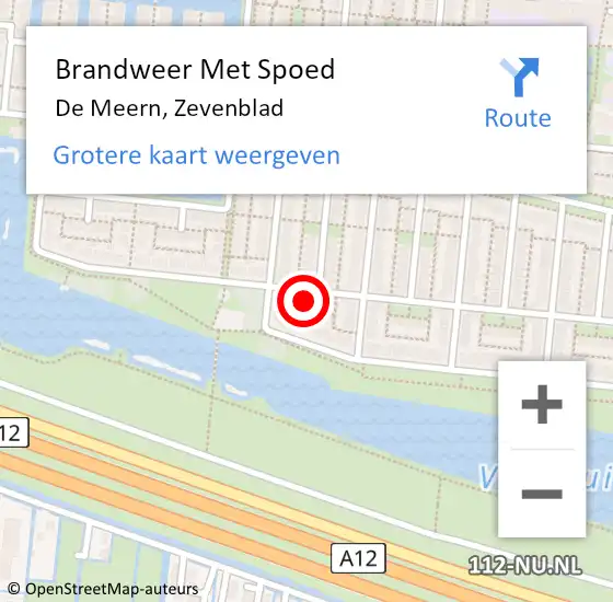 Locatie op kaart van de 112 melding: Brandweer Met Spoed Naar De Meern, Zevenblad op 9 juni 2017 11:58