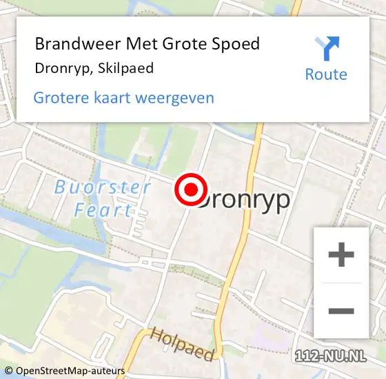 Locatie op kaart van de 112 melding: Brandweer Met Grote Spoed Naar Dronryp, Skilpaed op 9 juni 2017 13:00