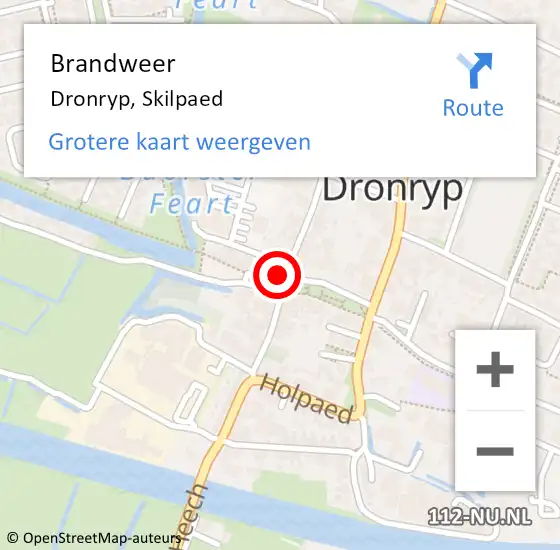 Locatie op kaart van de 112 melding: Brandweer Dronryp, Skilpaed op 9 juni 2017 13:06