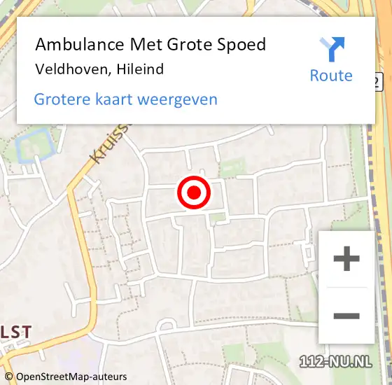 Locatie op kaart van de 112 melding: Ambulance Met Grote Spoed Naar Veldhoven, Hileind op 9 juni 2017 13:40