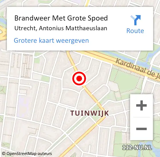 Locatie op kaart van de 112 melding: Brandweer Met Grote Spoed Naar Utrecht, Antonius Matthaeuslaan op 9 juni 2017 13:42