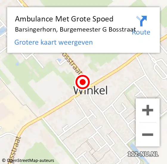 Locatie op kaart van de 112 melding: Ambulance Met Grote Spoed Naar Barsingerhorn, Burgemeester G Bosstraat op 9 juni 2017 13:54