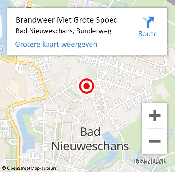 Locatie op kaart van de 112 melding: Brandweer Met Grote Spoed Naar Bad Nieuweschans, Bunderweg op 23 januari 2014 10:21