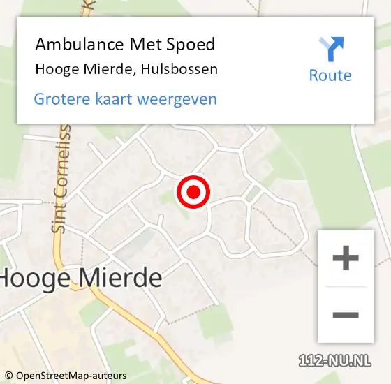 Locatie op kaart van de 112 melding: Ambulance Met Spoed Naar Hooge Mierde, Hulsbossen op 9 juni 2017 15:08